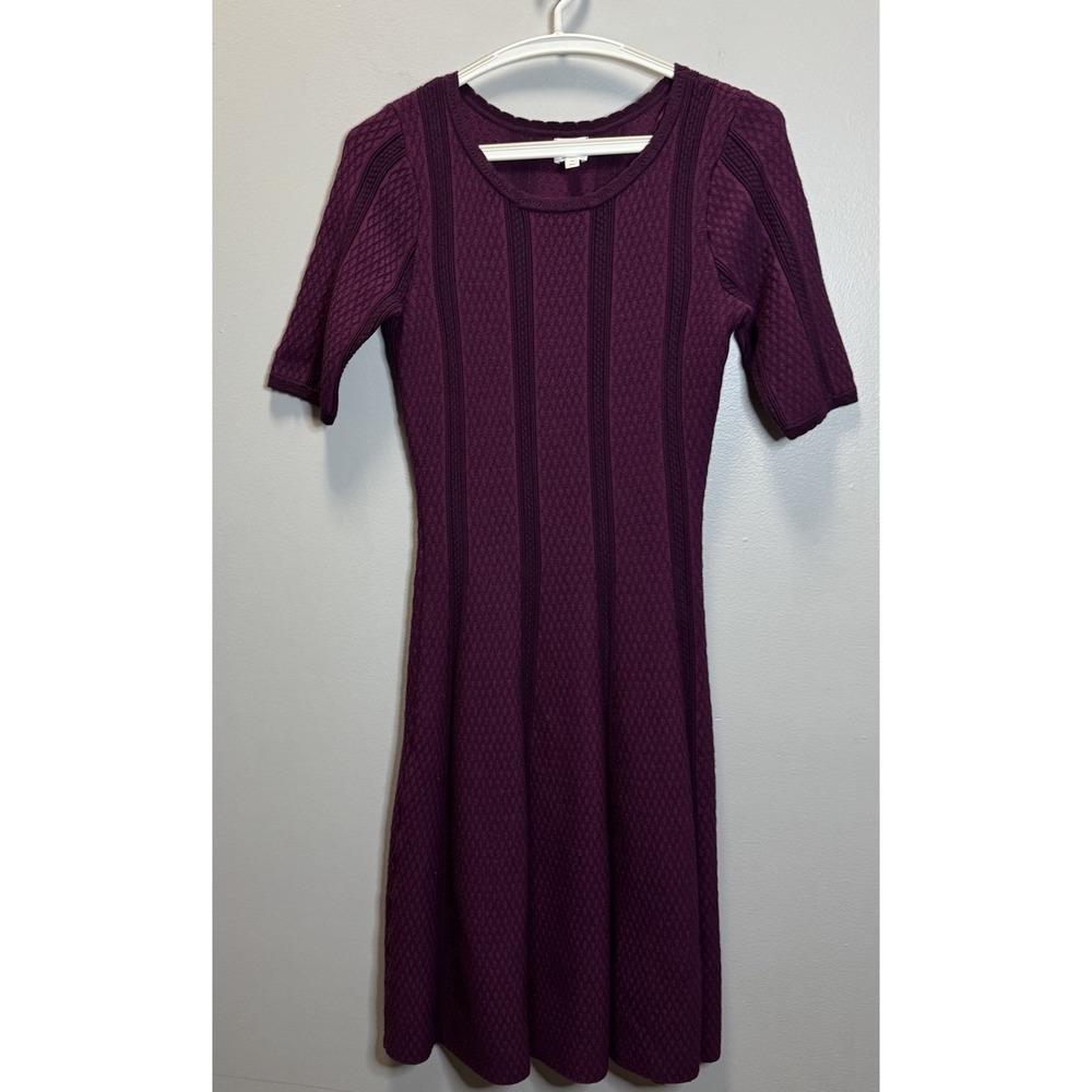 Dressbarn Dress Sweater Knit SZ XS‎ Wine/Purple Color Short Sleeves